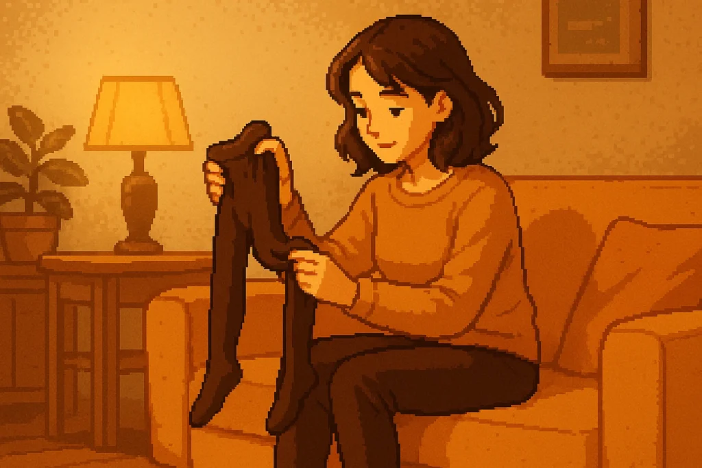 電車のホームで寒がる男性と防寒インナーを着て平気な男性の比較ピクセルアート