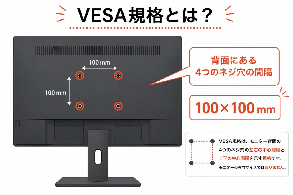 VESA規格の説明を表す