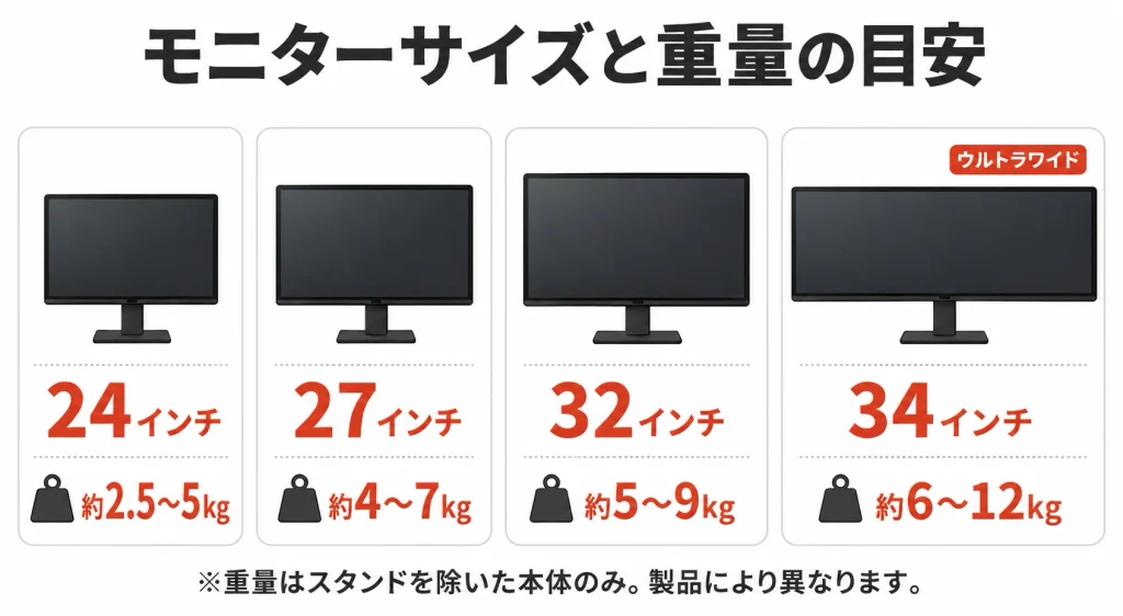 モニターサイズと重量