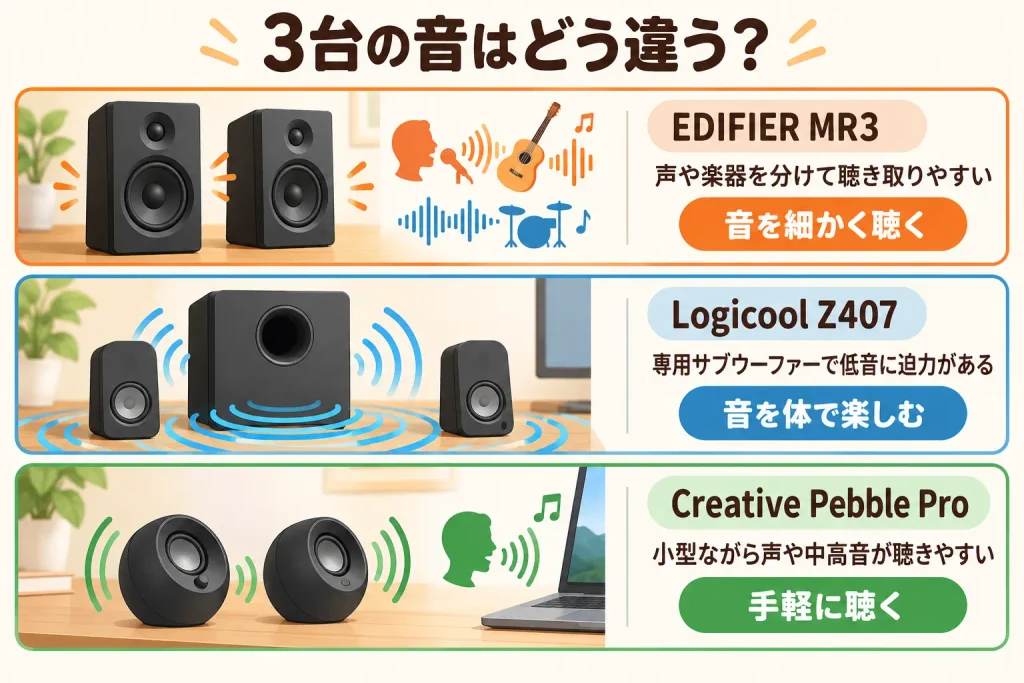 ３台の音の違い